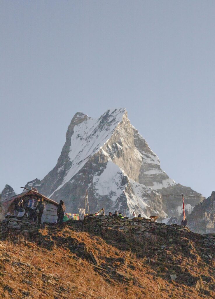 Explore the stunning Machhapuchhre peak in Nepal, a perfect destination for adventure and travel enthusiasts.